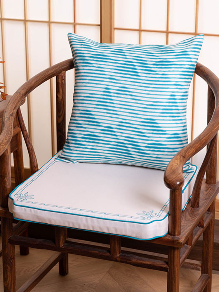 新中式山水風格條紋抱枕客廳沙發椅子靠墊套40x40cm45x45cm