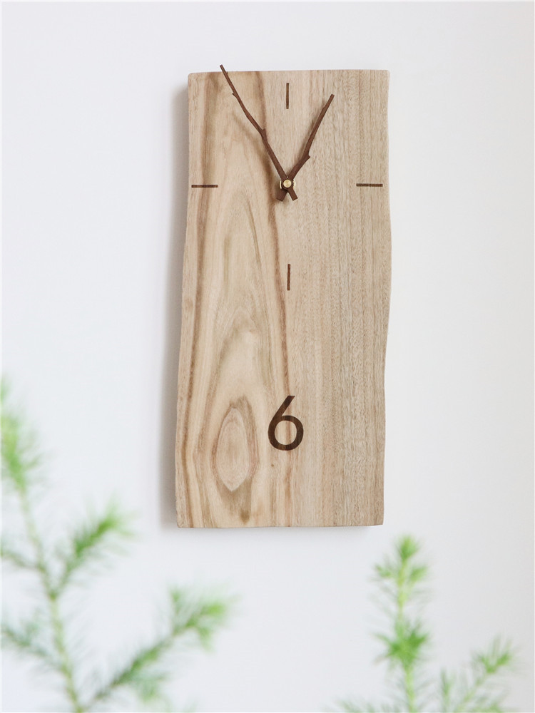 個性創意木質年輪鐘錶簡約風原木掛鐘文藝侘寂風裝飾北歐客廳時鐘