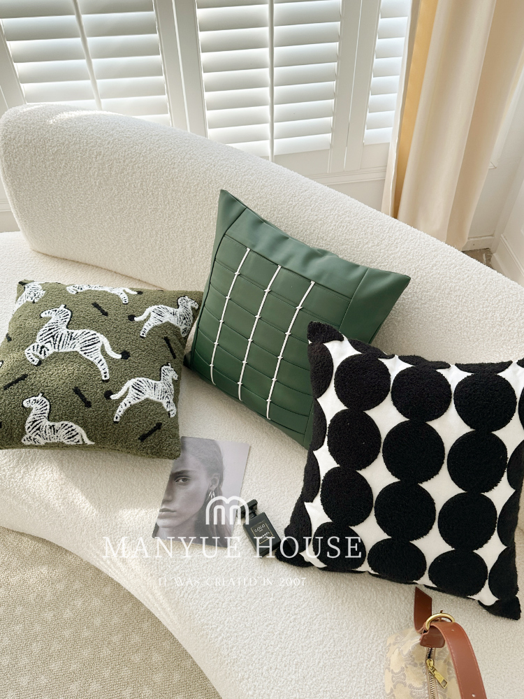 簡約現代北歐風格pu編織拼接抱枕適用於臥室家用含芯或不含芯可選多種顏色分類任君挑選