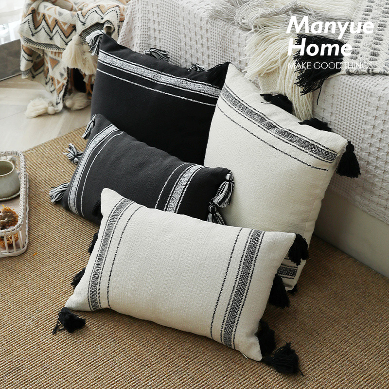 簡約現代北歐風格ins風黑白抱枕抱枕套客廳靠墊午睡用