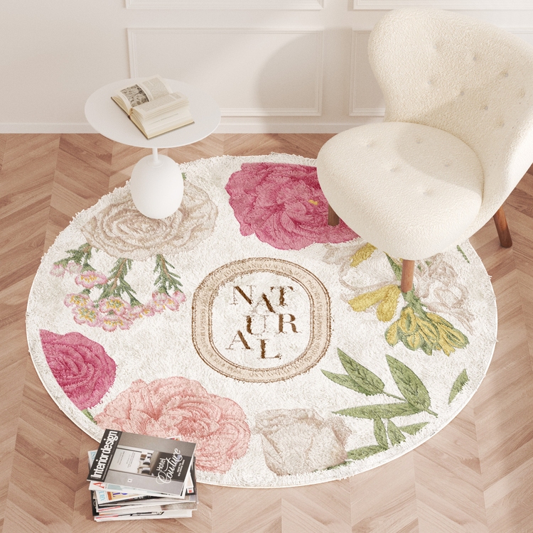 歐式輕奢風蛋糕絨地毯 圓形臥室沙發客廳地墊 ins風家飾