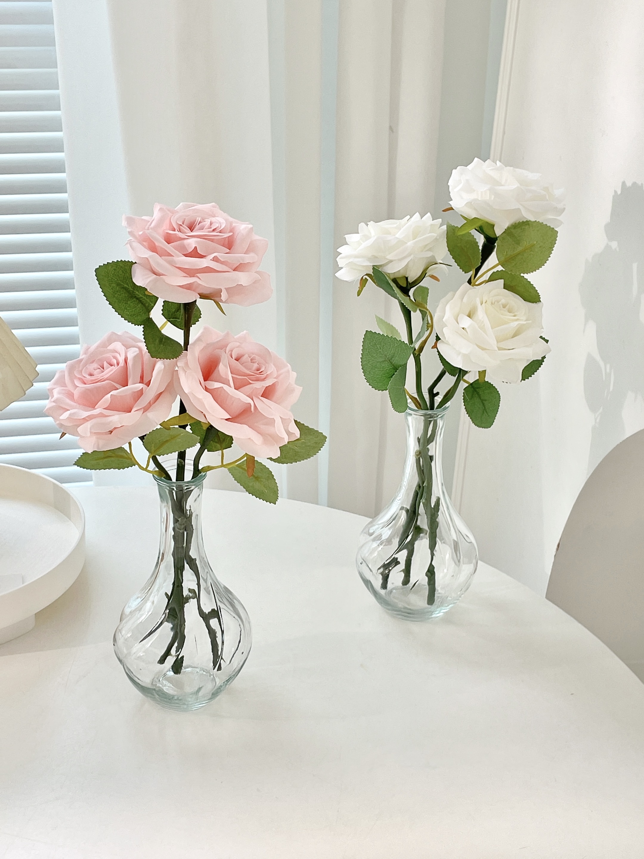 玫瑰仿真花假花玻璃花瓶花束插花裝飾品擺設客廳餐桌花藝佈置擺件