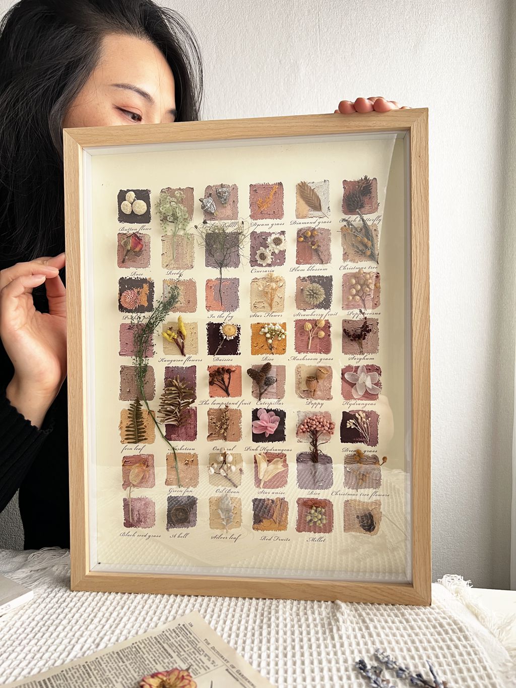 簡約木質相框裝飾畫DIY乾燥花蝴蝶標本自然風格適合客廳臥室