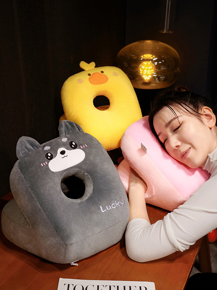 彌賽婭可愛卡通冰絲毛絨午睡枕 多款動物設計適學生使用