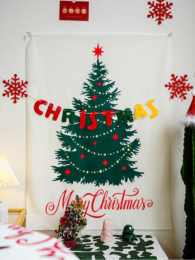 美式風格ins韓風聖誕樹背景布聖誕節裝飾品裝飾客廳 (8.3折)