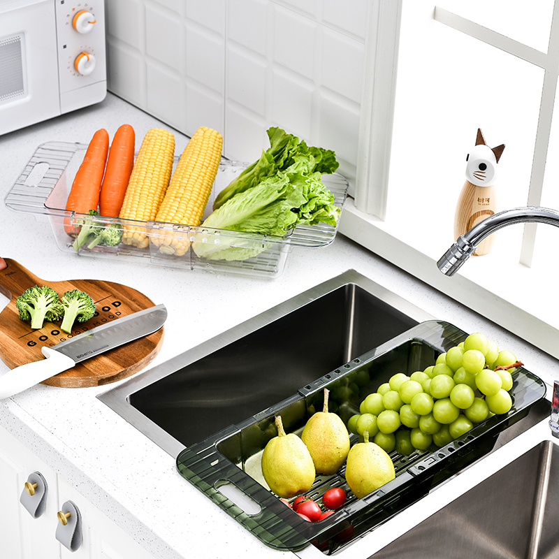 免打孔可伸縮水槽角架家用廚房洗菜盆瀝水籃瀝水架