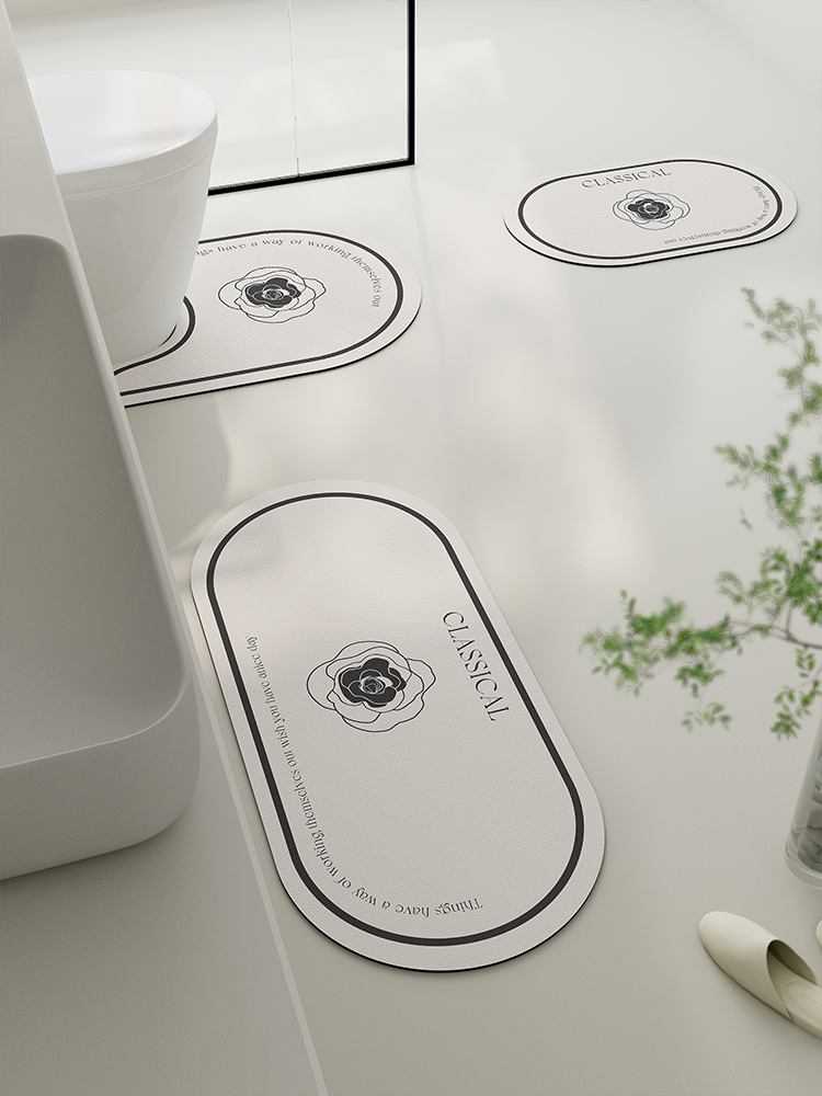 簡約現代奶油風浴室地墊吸水速乾多款尺寸滿足不同需求打造舒適衛生空間