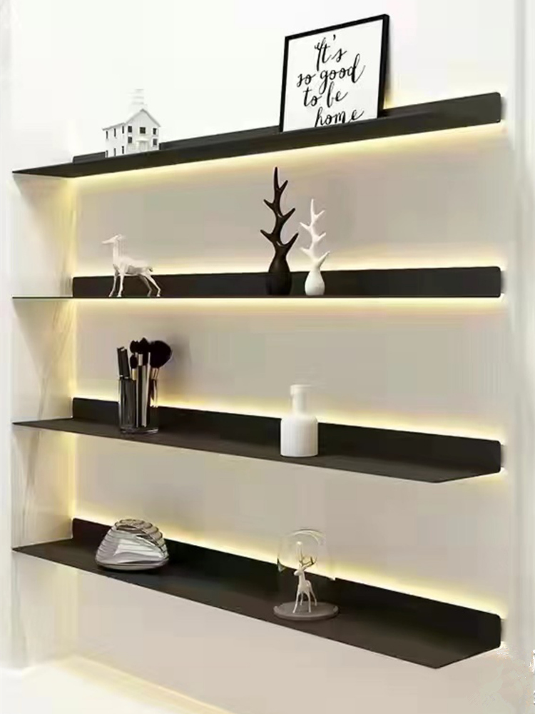 金屬光澤的藝術品簡約現代風格LED置物架創意的層板設計照亮生活空間提升家居品味 (1.2折)
