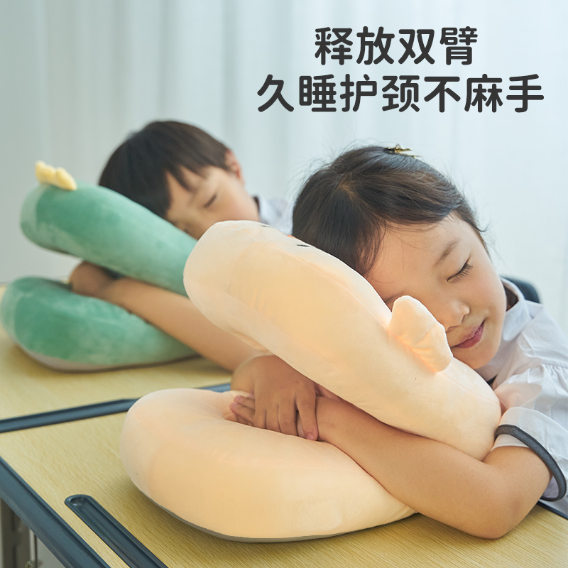 兒童趴枕可愛卡通午睡枕冰絲柔軟舒適趴睡枕頭