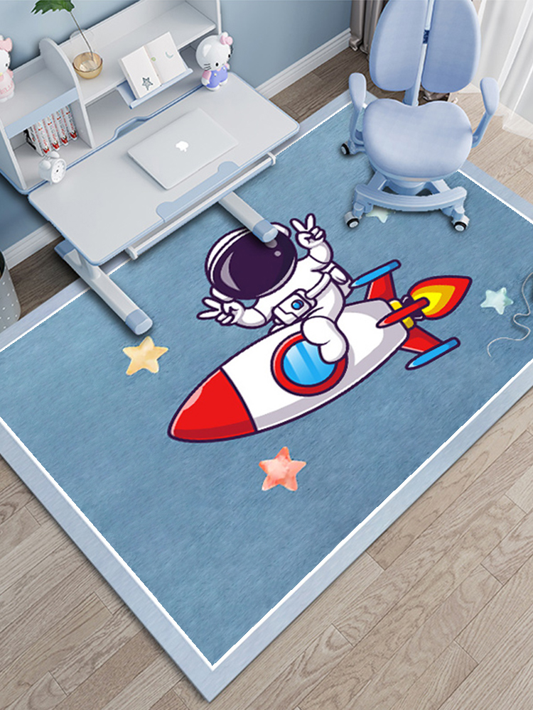 創意簡約防滑地墊太空旅行卡通兒童地毯臥室床墊閱讀區遊戲墊定製