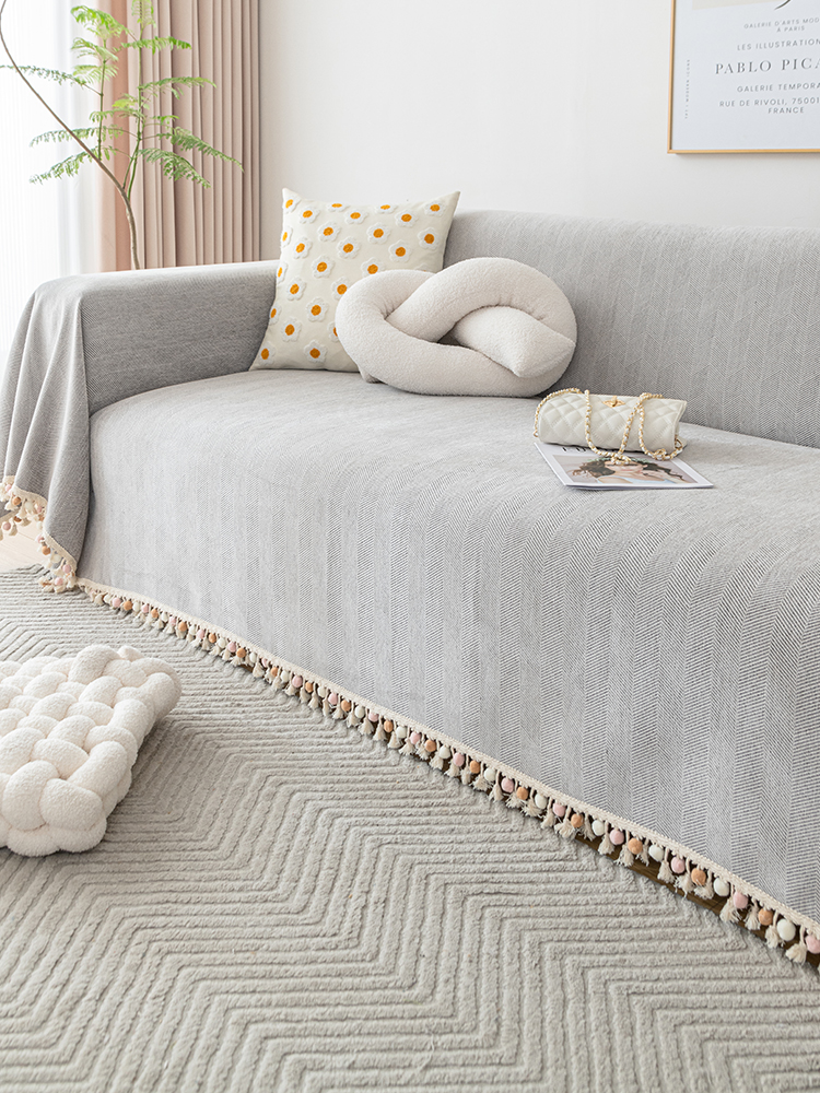 萬能防塵人字紋沙發巾四季通用簡約現代風格雪尼爾材質適用三人座沙發