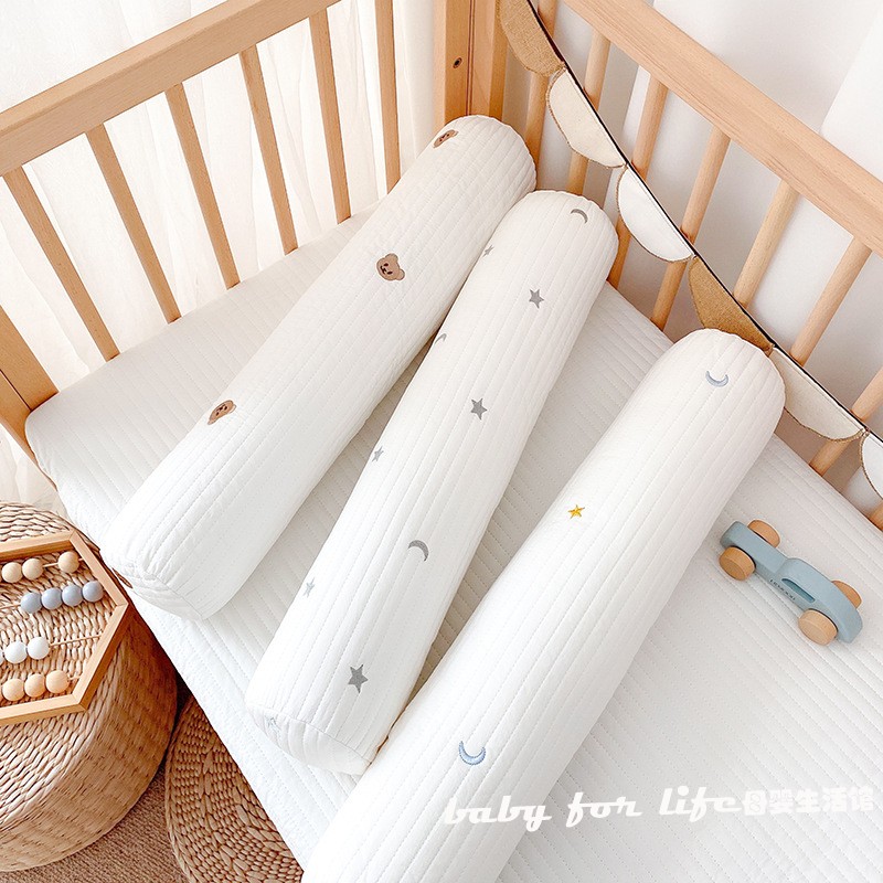 韓風嬰兒刺繡安撫抱枕圓柱床圍夾腿側睡 純棉午睡枕