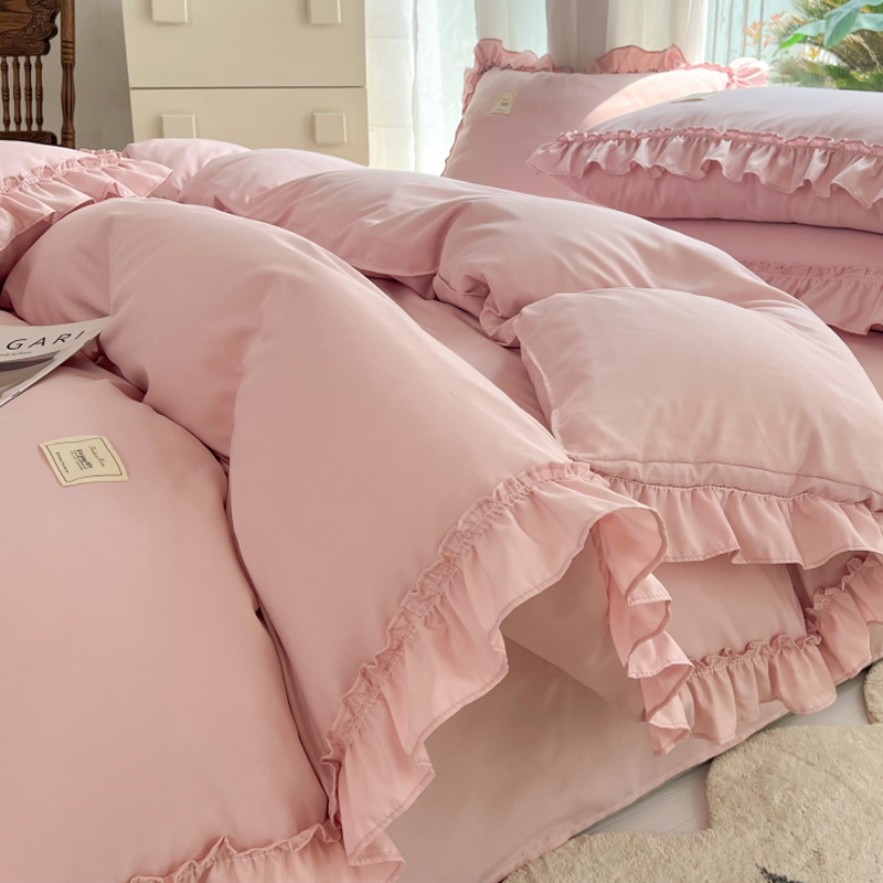 簡約韓式荷葉邊公主風床上用品四件套打造舒適睡眠體驗