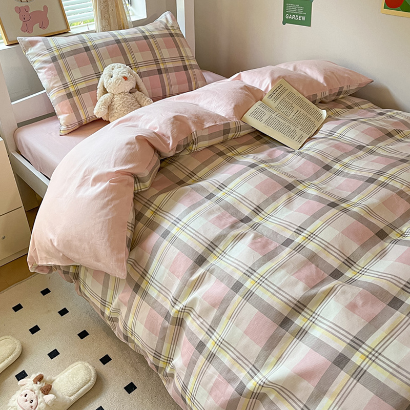 簡約風格全棉單人床上用品三件套適合學生宿舍使用包含床單被套和枕套