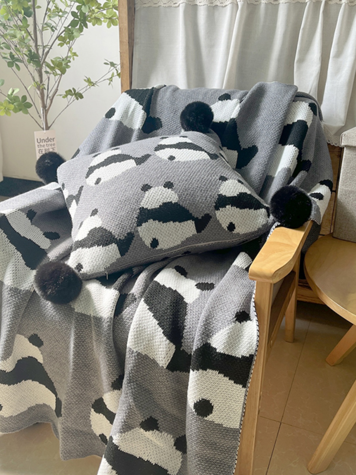 熊貓毯子針織空調毯客廳辦公室午睡四季通用保暖沙發毯