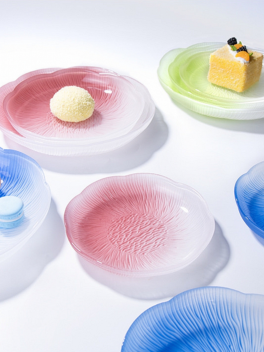 風格清新日本風漸變玻璃盤子高級感餐具適合成年人
