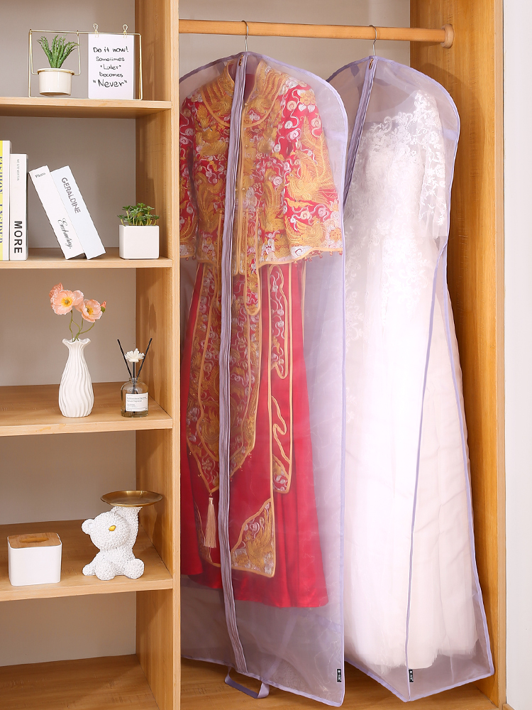 高質感婚紗防塵罩加長款適合大拖尾禮服漢服透明收納保護衣物