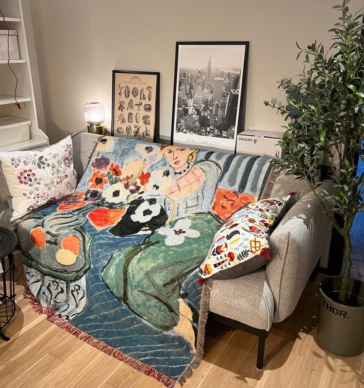 簡約現代北歐風沙發毯裝飾牆掛毯客廳沙發巾休閒毯