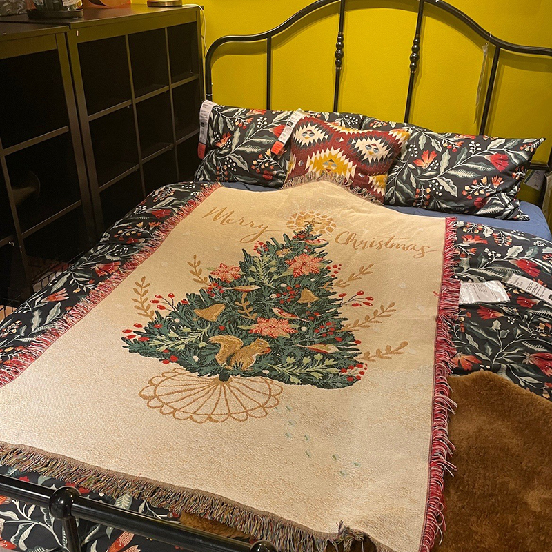 俏麗聖誕沙發毯 營造溫馨聖誕氣氛 沙發床單針織毯 125150cm