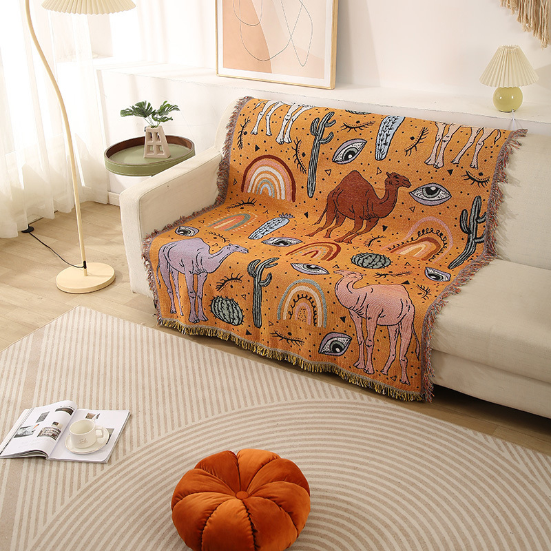 萌趣駱駝沙發巾 裝飾房間民宿空間 沙漠風情簡約現代