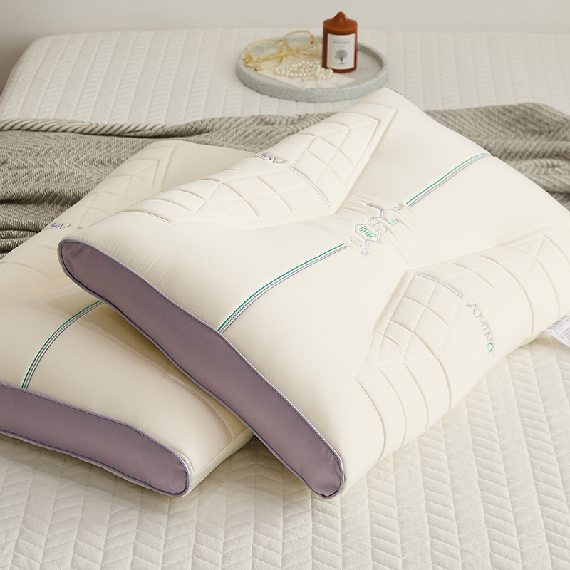 透氣涼爽小氨芯護頸乳膠枕 夏日助眠護頸枕頭芯一對套
