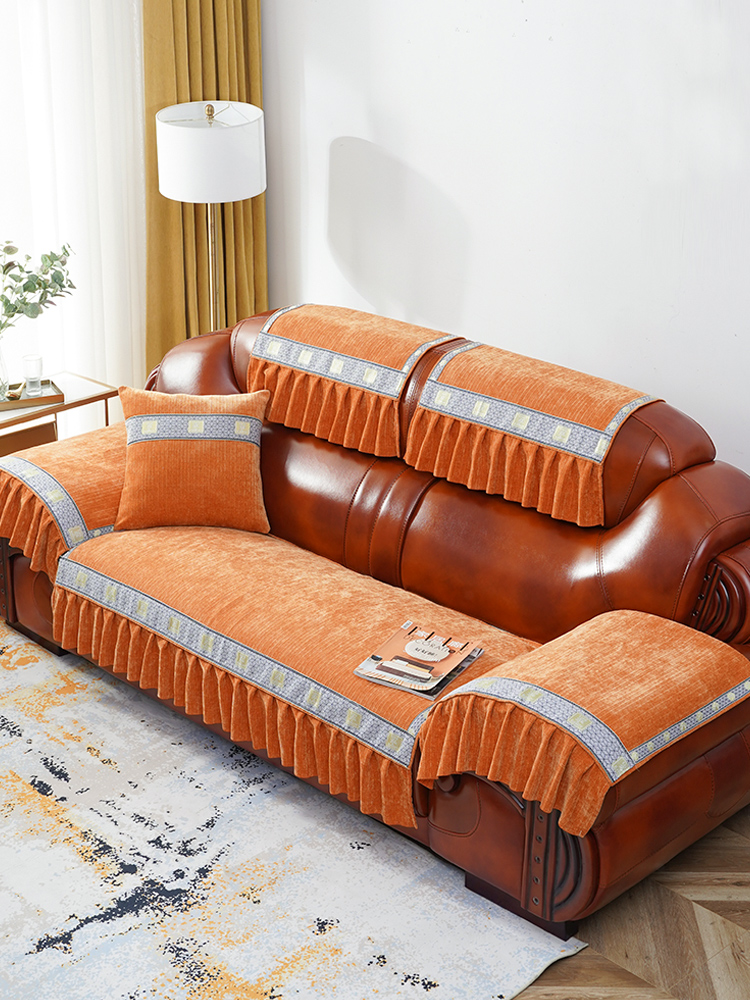 歐式奢華防滑沙發墊四季通用真皮沙發罩123靠背巾坐墊套