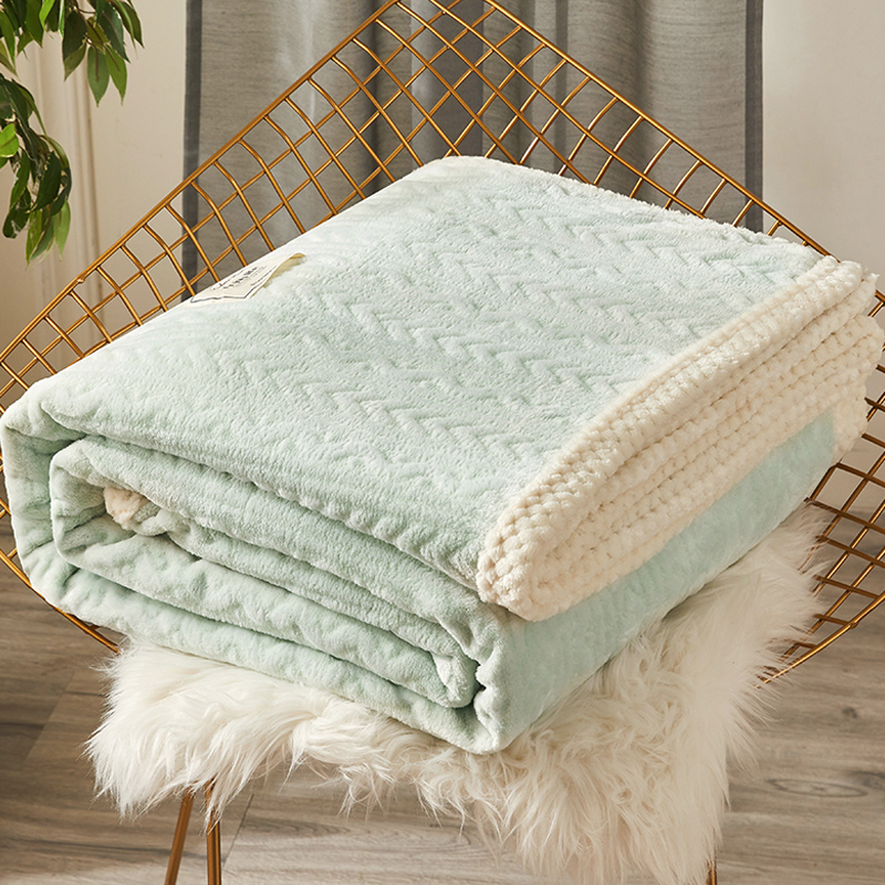 北歐風羊羔絨毯子純色珊瑚絨被套毛毯四季通用加厚保暖被罩 (5.5折)
