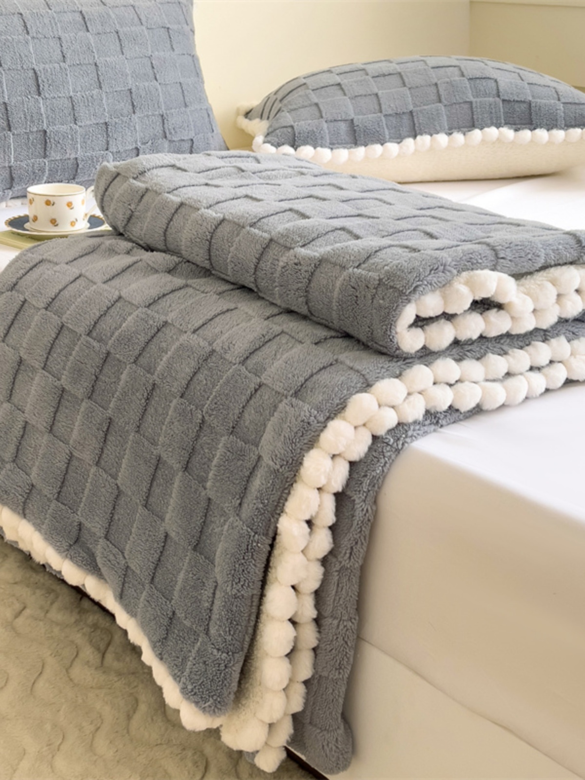 冬日暖心加絨午睡毯沙發蓋毯加厚保暖被毯家用多功能被套毯