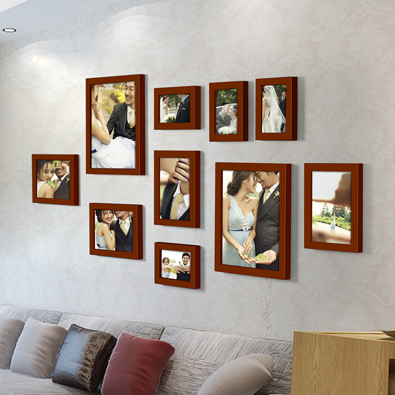 簡約實木照片牆北歐風客廳裝飾10框組合免打孔設計 (8.3折)