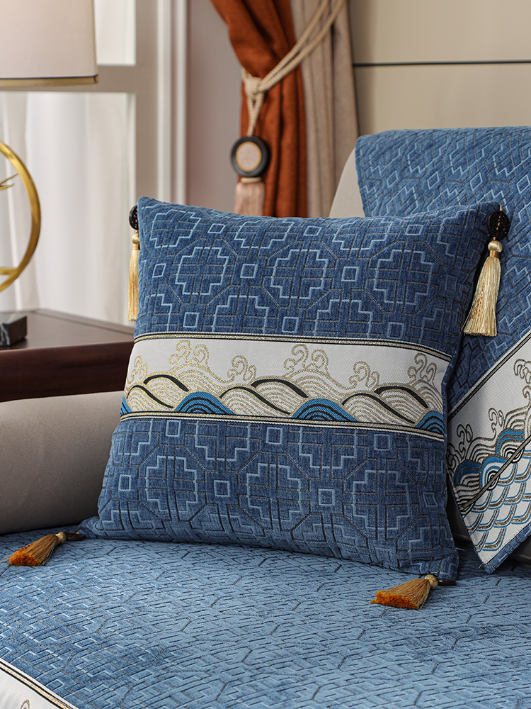 新中式雪尼爾紅木沙發抱枕套客廳靠枕腰墊含芯靠背墊大號護腰枕墊 (6.2折)