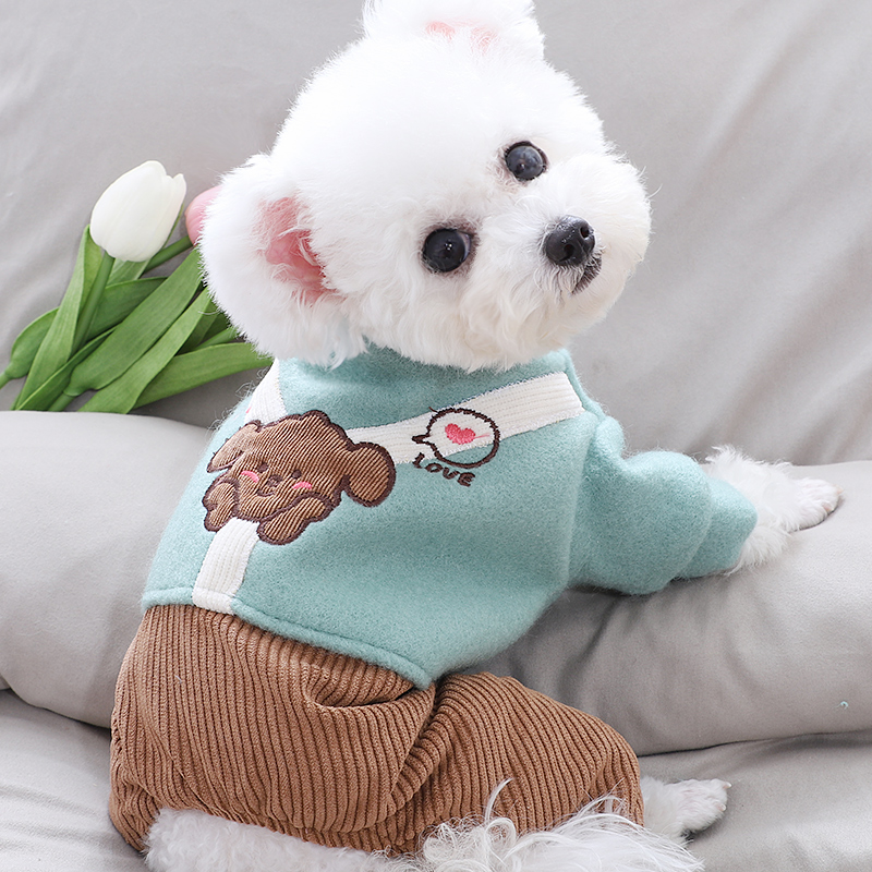 秋冬款寵物四腳衣保暖舒適適合小型犬泰迪比熊博美雪納瑞