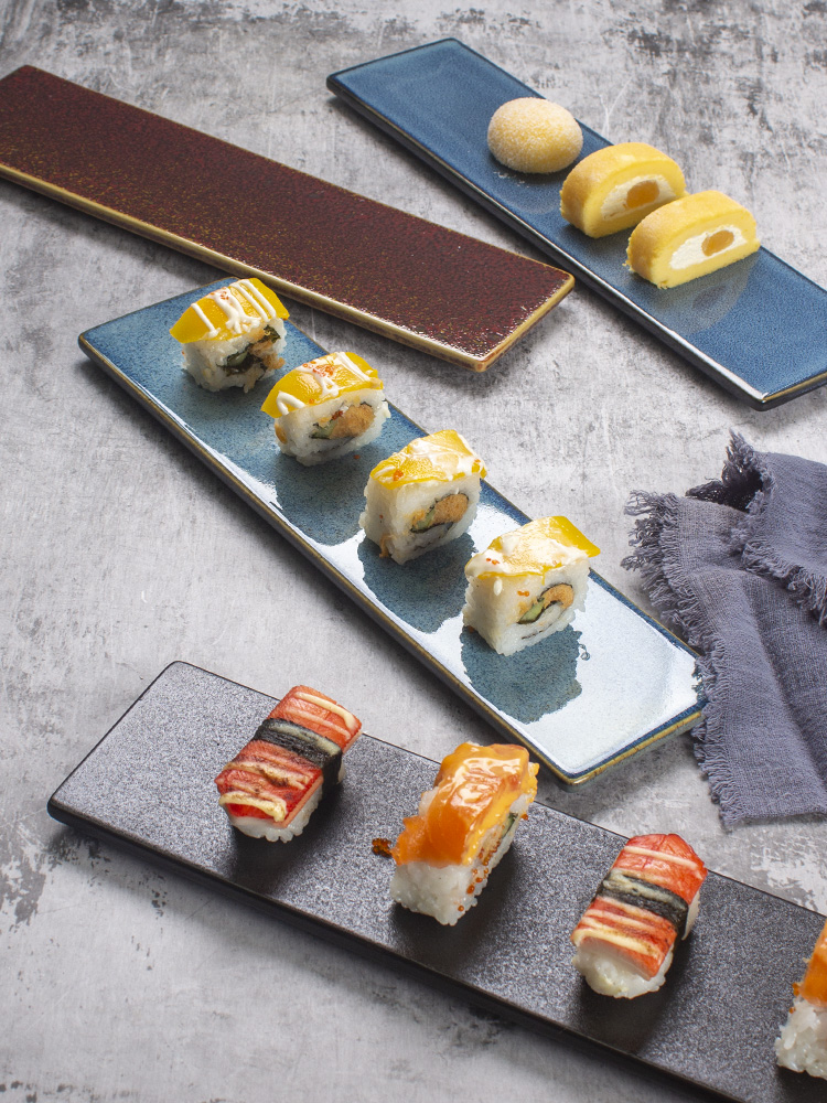 日式陶瓷長條碟子 創意甜點壽司擺盤長方形盤 (8.3折)