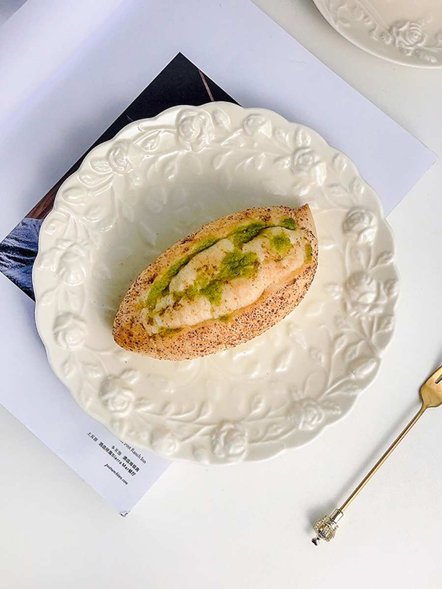 北歐風陶瓷杯盤 復古花紋浮雕 午茶甜點早餐蛋糕盤 (8.3折)