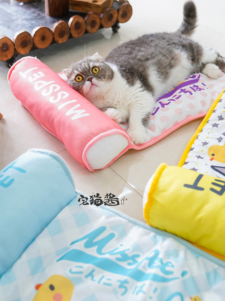 宅貓醬 misspet貓咪夏季涼墊冰絲降溫貓睡墊寵物貓窩帶枕頭墊子