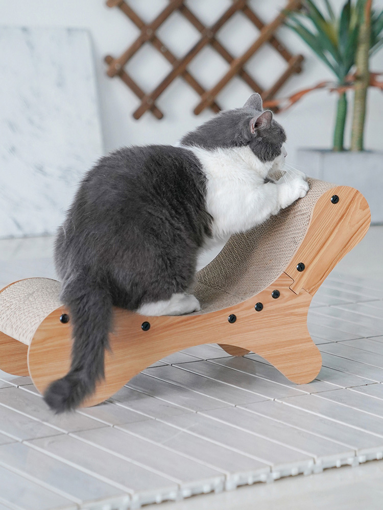 舒適貓咪躺椅兼具磨爪功能 加厚加支撐設計穩固不傾倒