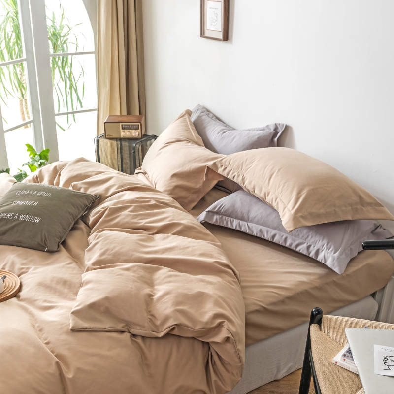 純色磨毛四件套床上用品 日式簡約北歐風格學生單人雙人床單