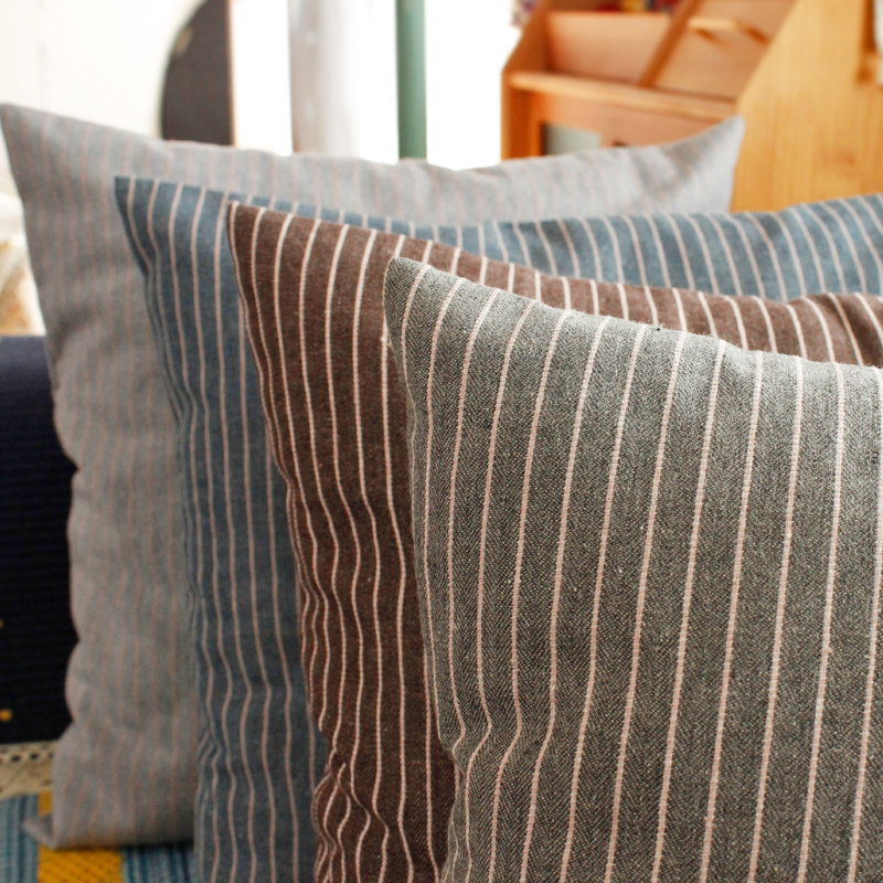 條紋棉麻材質抱枕套簡約日式風格客廳靠墊套午睡適用 (7.2折)