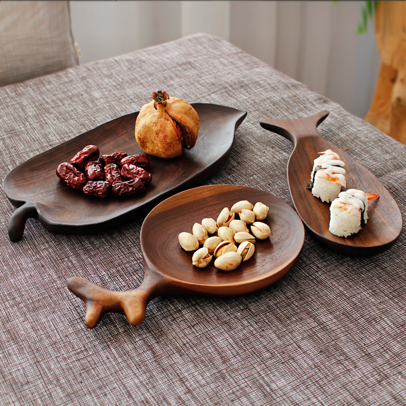 日式木質託盤 創意手工樹葉盤 藝品擺飾 果盤茶盤