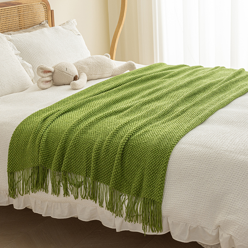 北歐絨毛床尾巾空調毯客廳臥室沙發毯高級北歐風毛巾床旗單人