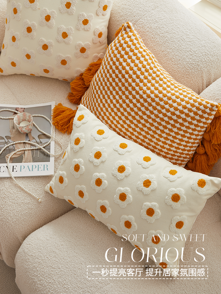 簡約現代風流蘇抱枕 精緻刺繡增添質感客廳沙發臥室裝飾單品
