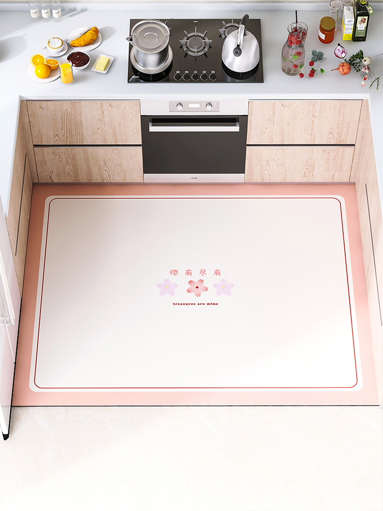 韓式風格皮革廚房地墊防水防油免洗門墊防滑滿鋪裝飾