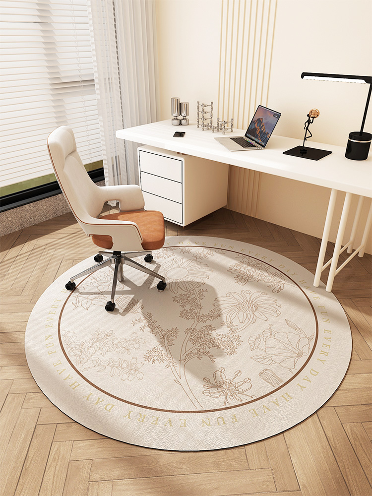 臥室書房辦公桌下圓形地毯客廳可自由裁剪電腦椅墊耐髒防刮防水pvc