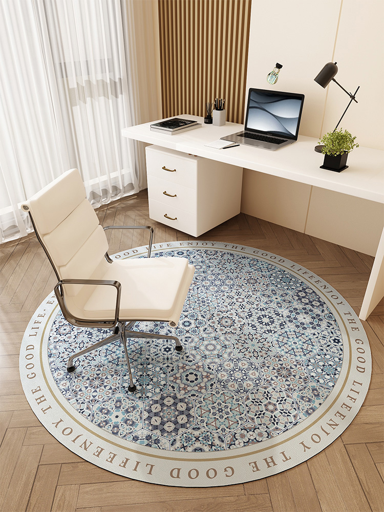 圓形地毯家用臥室書桌椅墊耐髒免洗pvc現代簡約輕奢房間墊子