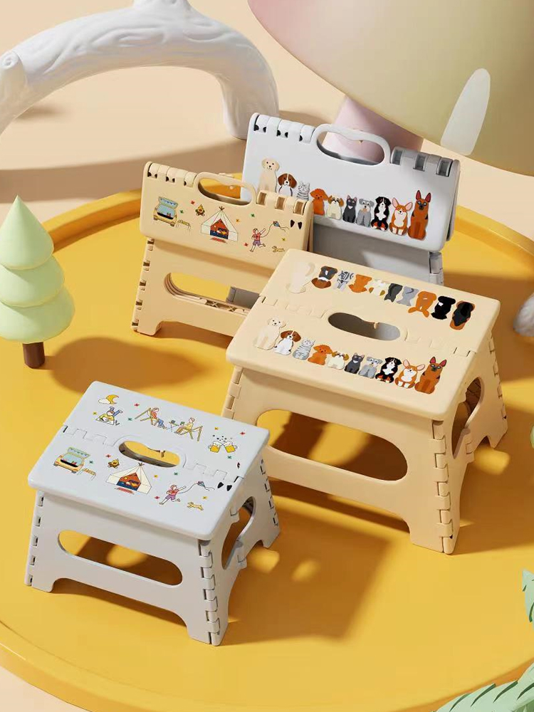 兒童矮凳可摺疊便攜式寶寶卡通小凳子塑料板凳戶外家用椅子