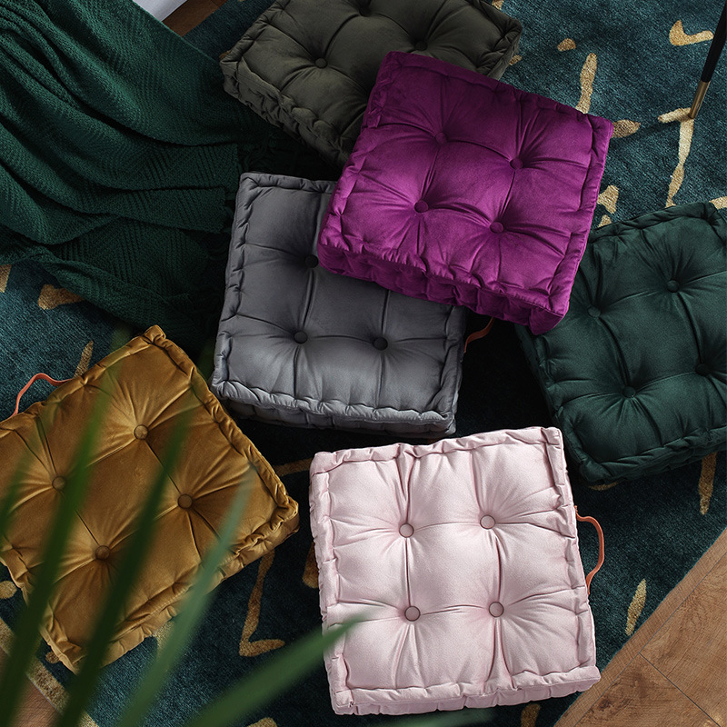 日式荷蘭絨方形坐墊時尚簡約加厚舒適適用榻榻米飄窗地板