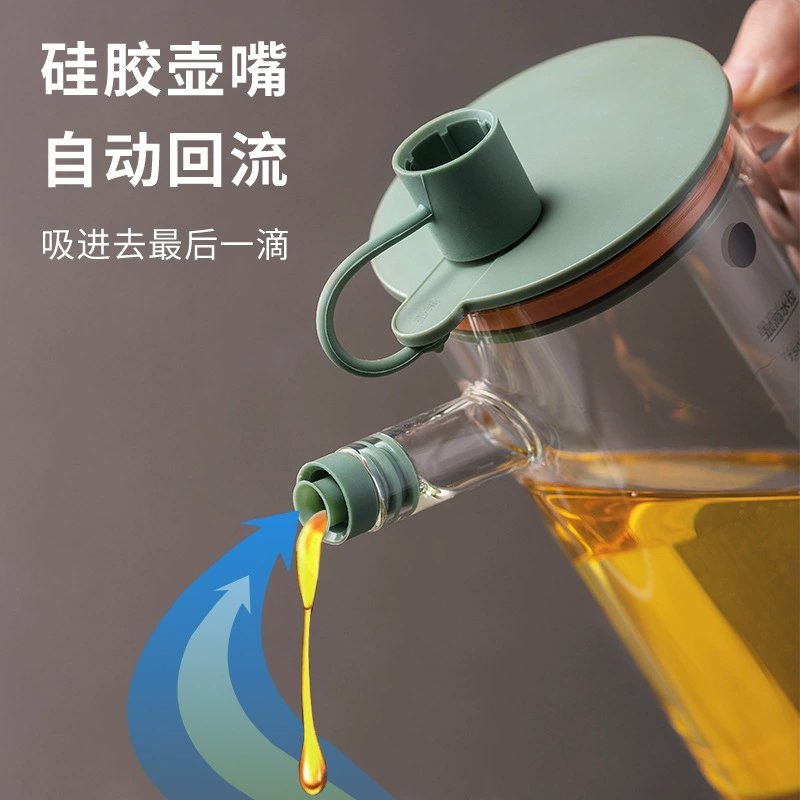 簡約日式橄欖綠玻璃油壺 防漏防掛油瓶 廚房高溫耐熱醬油醋瓶