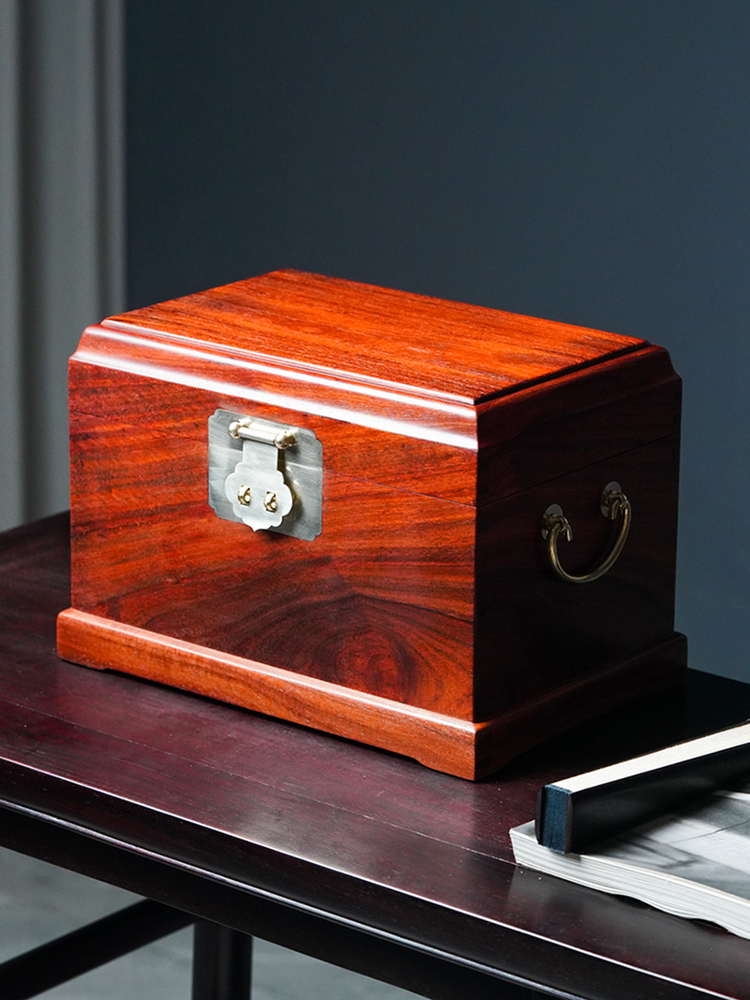 古典中式紅木風珠寶收納箱大號適合結婚禮物或嫁妝盒