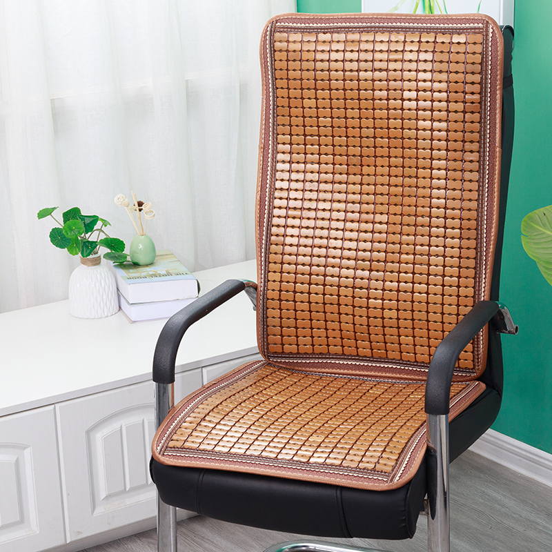 舒適涼蓆椅墊 夏日辦公室用椅墊 竹墊帶靠背連體椅子竹蓆墊