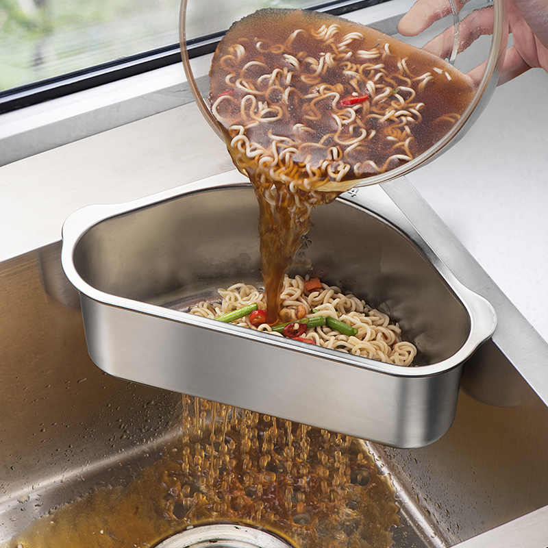 304不鏽鋼水槽瀝水籃 洗菜池盤廚房瀝水架過濾網神器