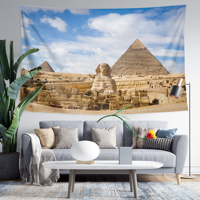 復古建築風景寫真牆布裝飾 背景布海報 掛布掛毯 埃及開羅金字塔古城 (4.4折)